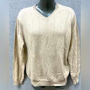 Mens Apt 9 Beige Cashmere V-Neck Sweater Size Large